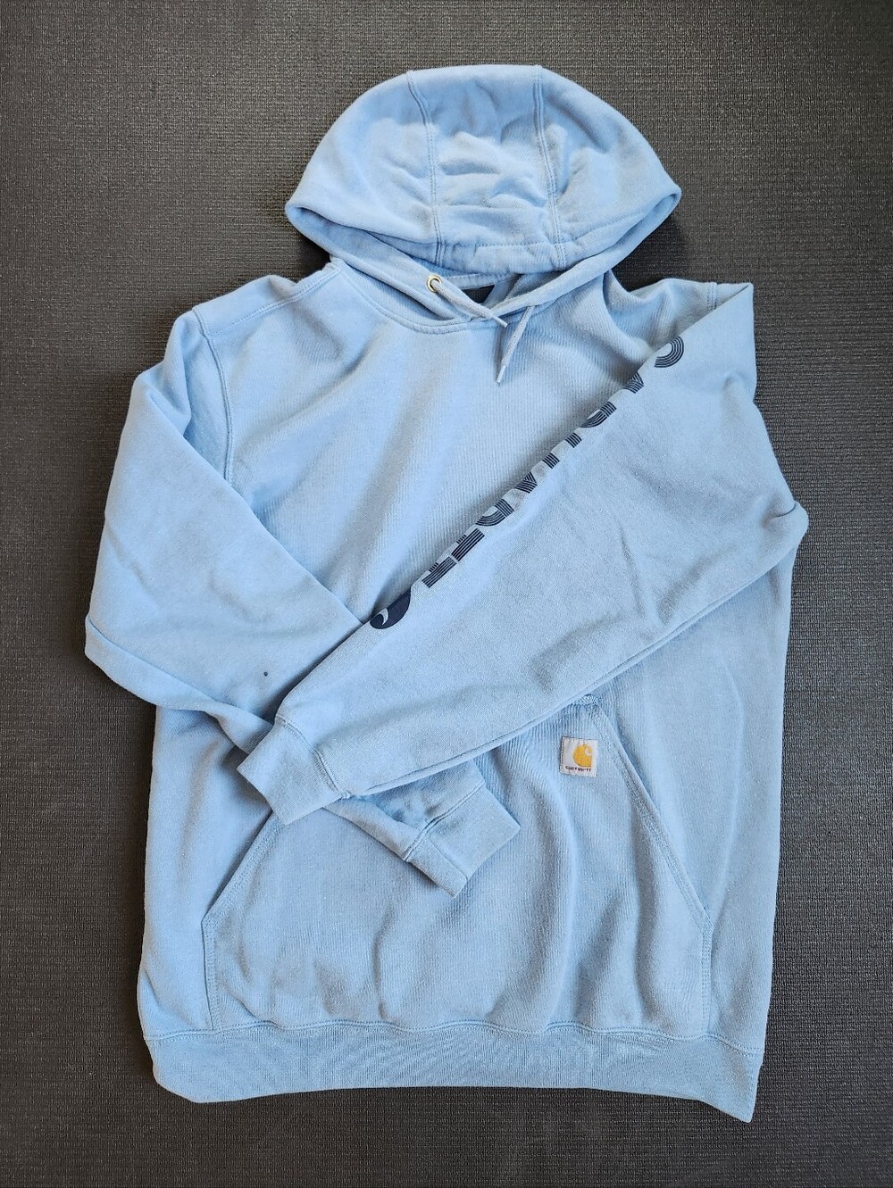 CARHARTT Men's Light Blue Loose Fit Midweight Logo Sleeve Hoodie, Size M